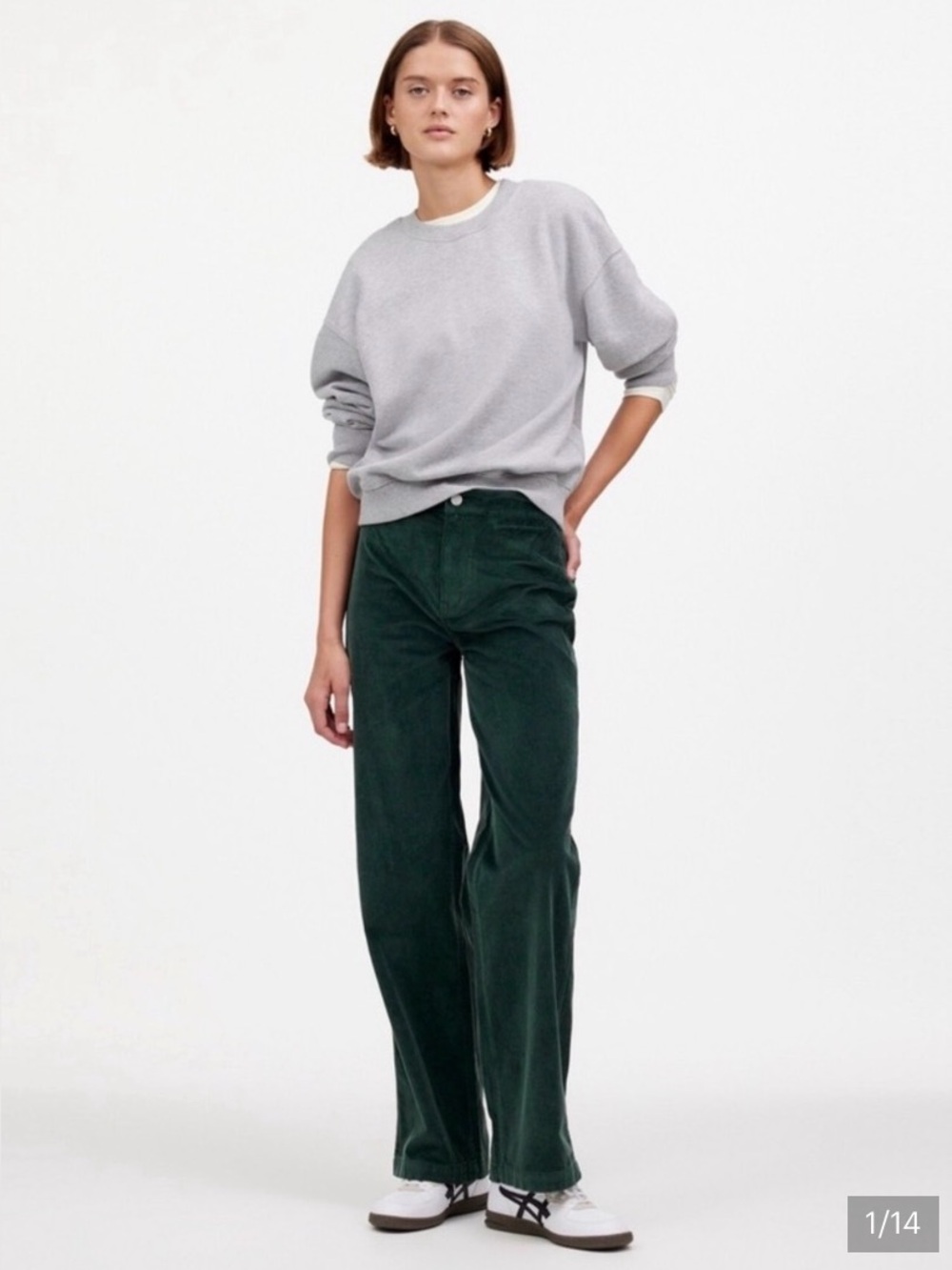 Madewell Emmett Wide Leg Corduroy Pants Welt Pocket Luxury Forest Stretch 29